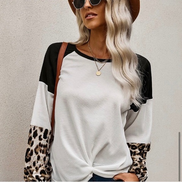 NEW Leopard Long Sleeve Waffle Knit - Picture 4 of 17